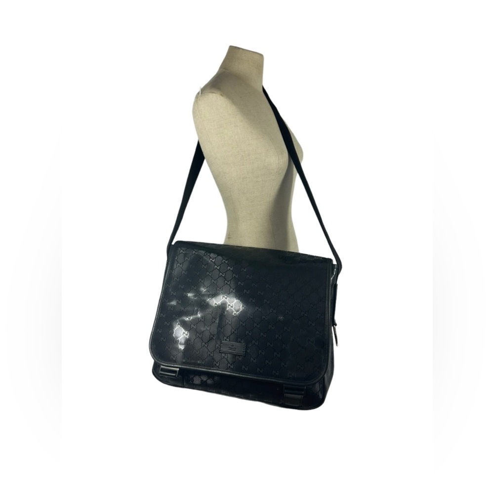 GUCCI 270794 black Imprime Mamas Diaper Bag messenger logo flap Authenticated